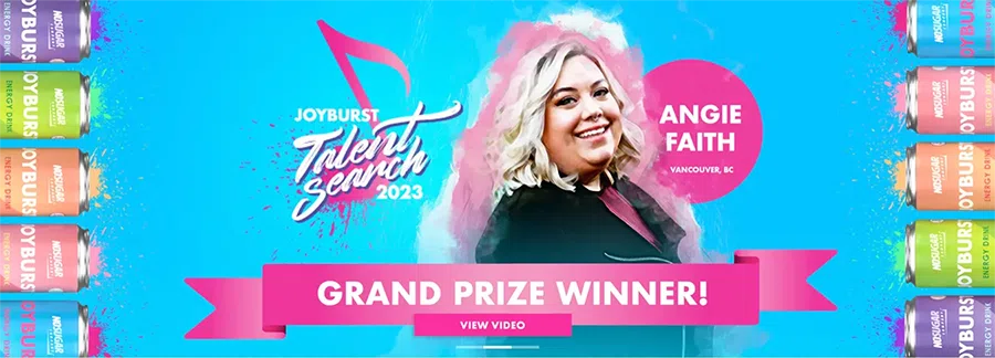 Joyburst Talent Search 2024 Winner Banner - Angie Faith